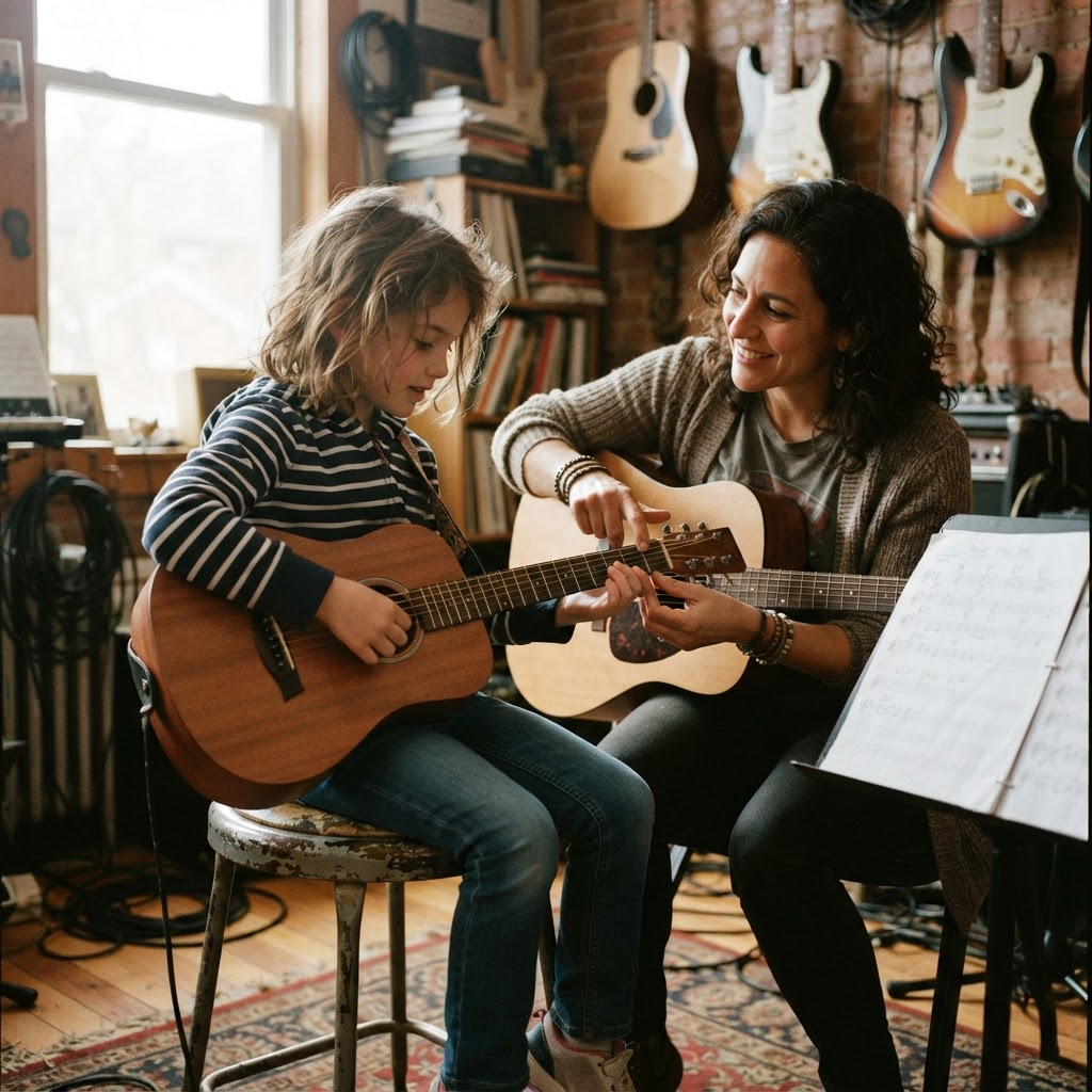 A child playing music
